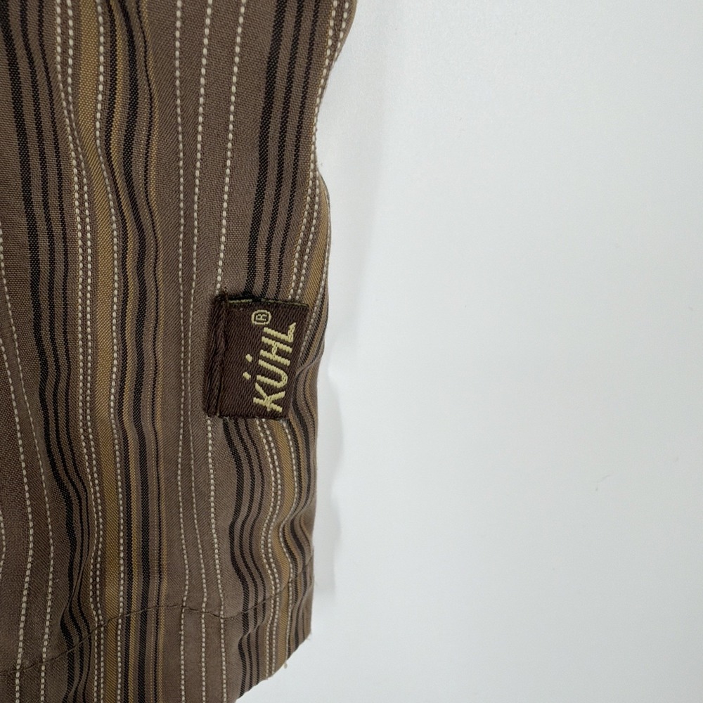 Kuhl Brown Striped Short Sleeve M Button Up Camp Shirt Outdoor Hiking Gorpcore - Picture 5 of 8
